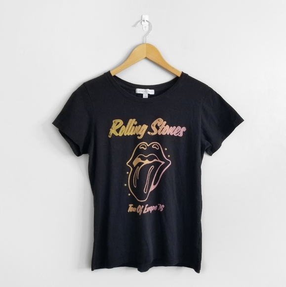Daydreamer Tops - DAYDREAMER Black Rolling Stones Graphic Tee